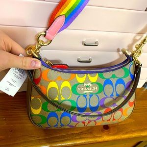 Coach crossbody bag purse with wallet and two different straps rainbow pride